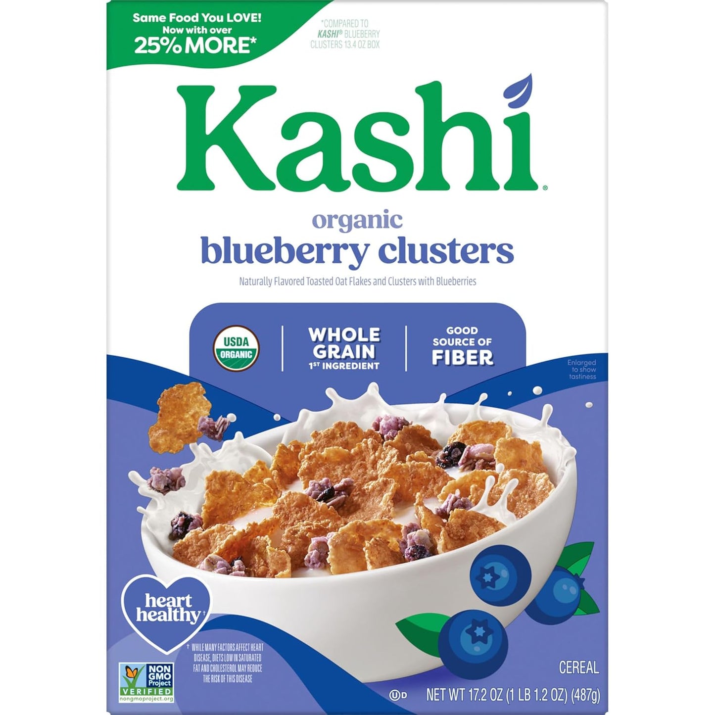 Kashi Whole Grain Blueberry Cereal – Vegan High-Fiber Breakfast for Daily Self-Care and Sustained Energy