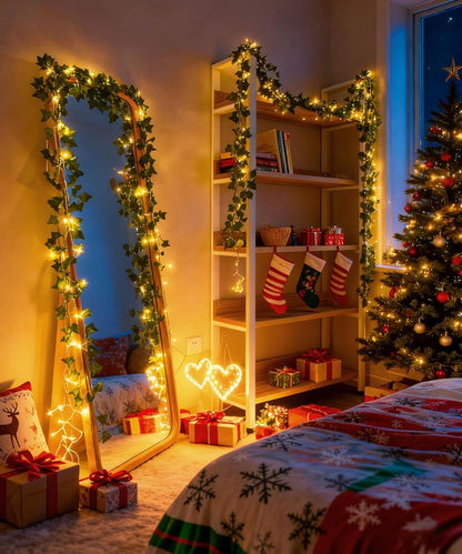 KASZOO 12 Pack Hanging Greenery Garland with LEDs – Unique Valentine's Day and Anniversary Present