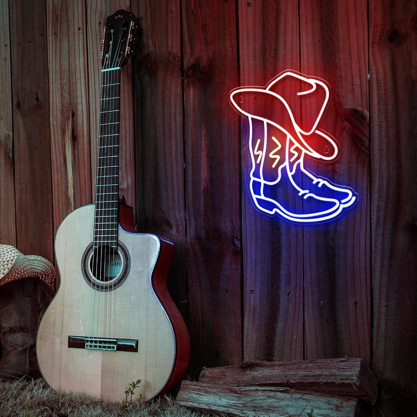 Kavaas Cowboy Boot Neon Sign – Stocking Stuffer and Holiday Gift for Western Fans, Lightweight Wall and Window Sign for Apartments