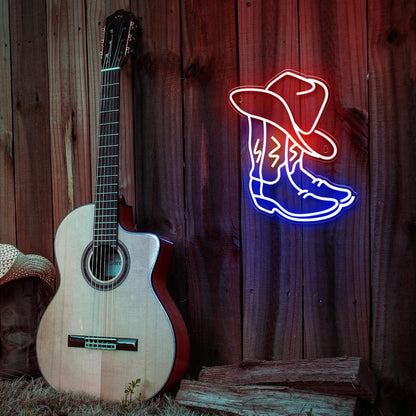 Kavaas Cowboy Boot Neon Sign – Stocking Stuffer and Holiday Gift for Western Fans, Lightweight Wall and Window Sign for Apartments
