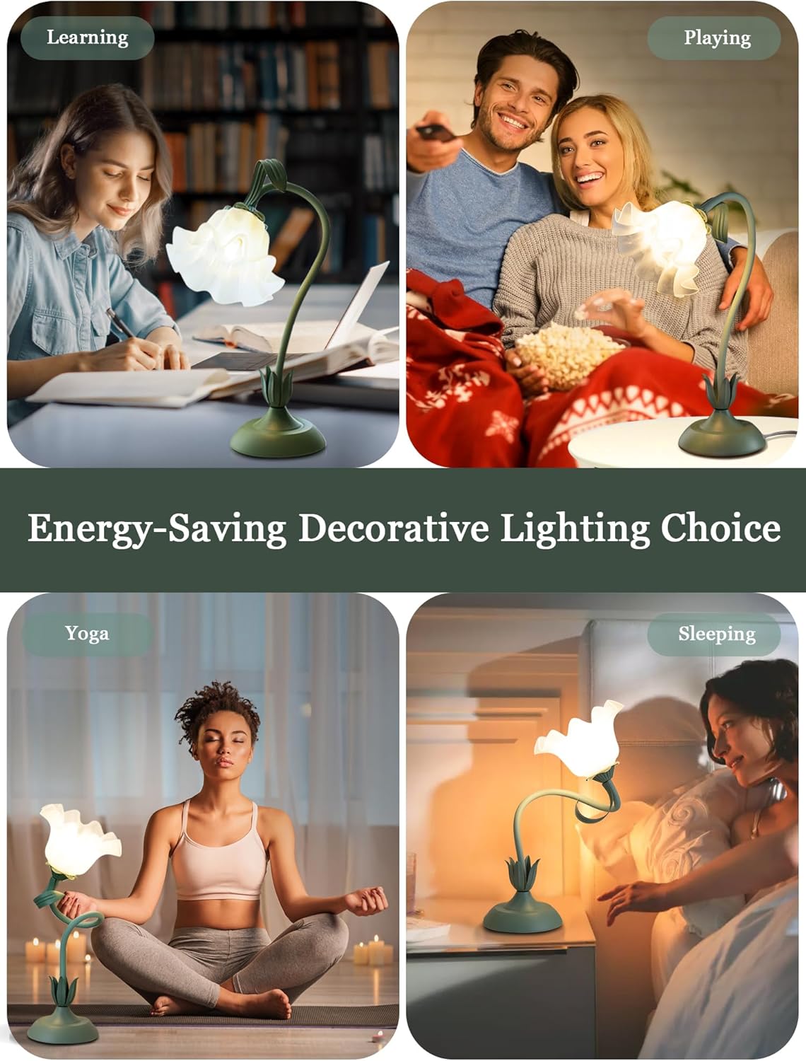 Kawaii Flower Bedside Lamp – Whimsical Christmas & Birthday Present for Teen Girls, Dimmable Warm Reading Light for Dorm and Bedroom