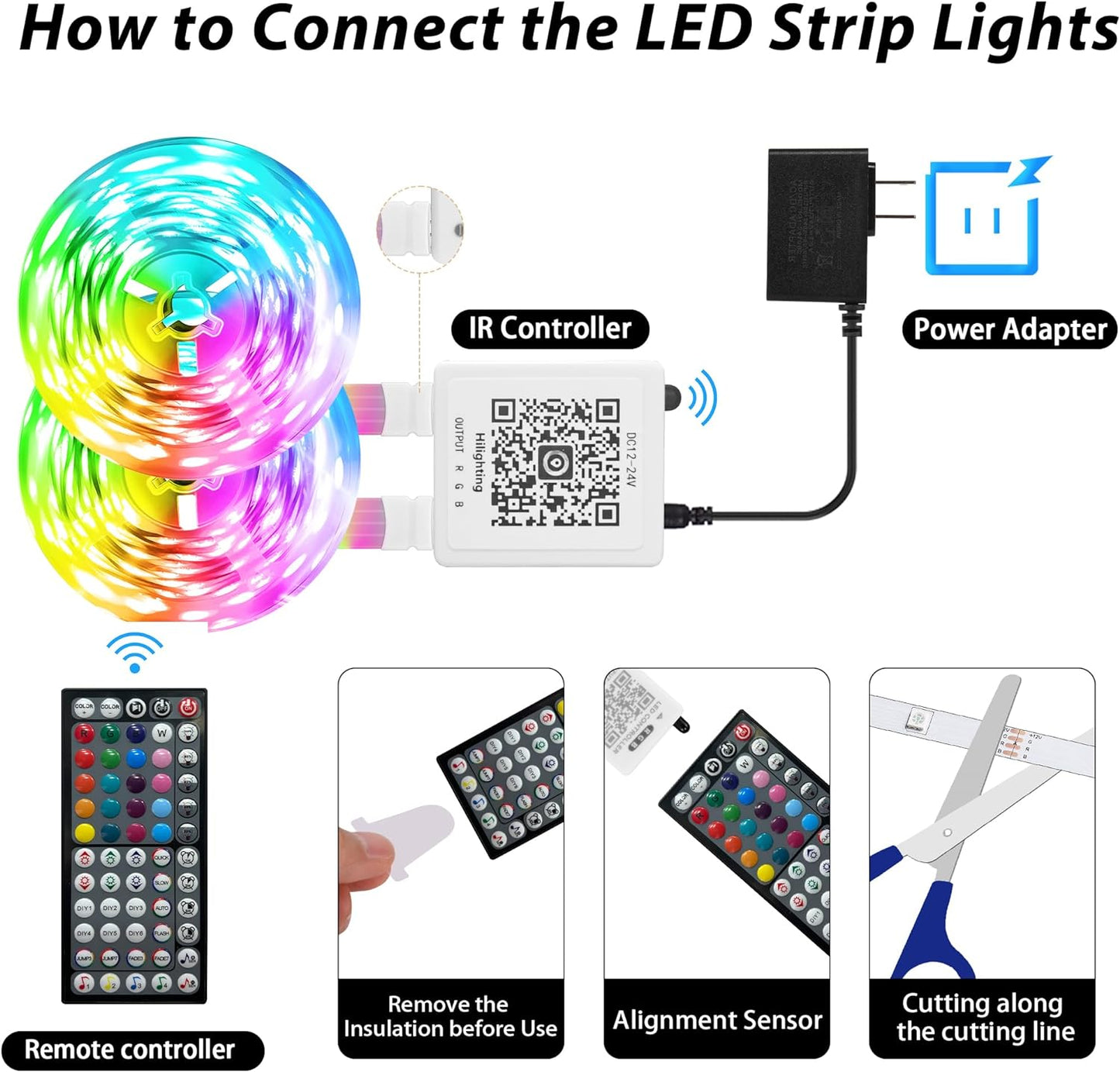 KeepEvol 150ft Bluetooth LED Light Strip – Streamlined, Tool-Free Decor with a Single 24V Power Source