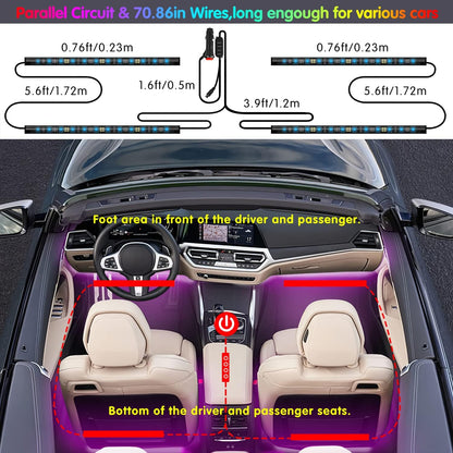 Keepsmile RGB Car Lights – Graduation Gift for New Drivers, Smart App Control with RF Remote