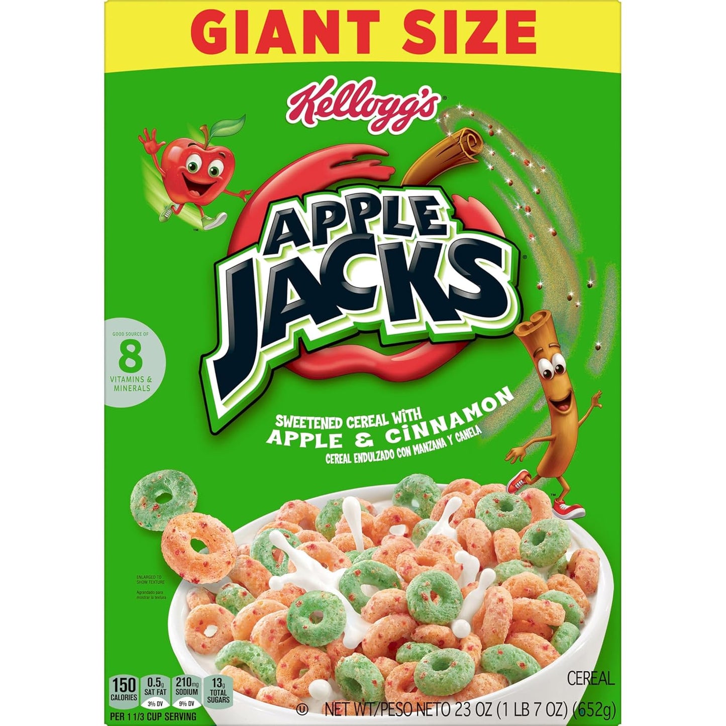 Kellogg's Apple Jacks Breakfast Cereal – Quick Morning Bowl for School-Age Kids, 23oz Family Box