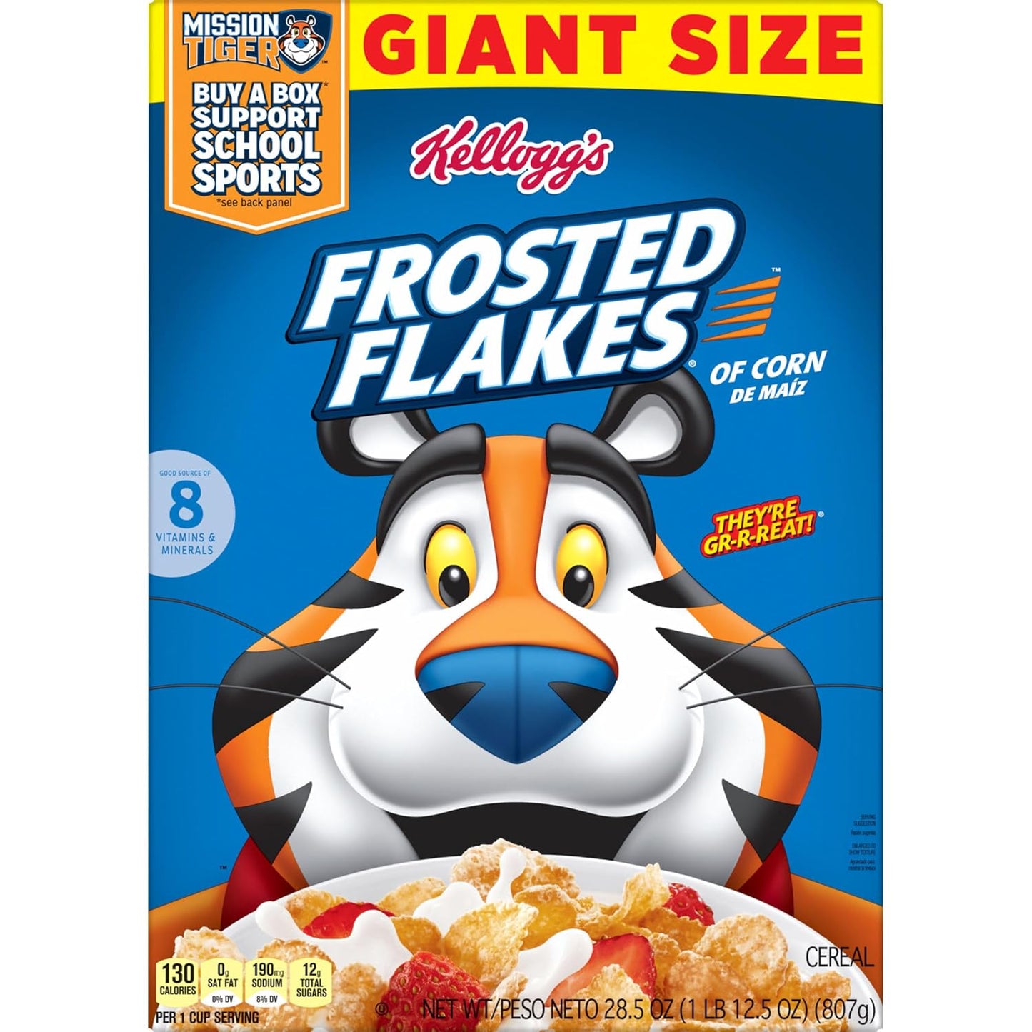 Kellogg's Frosted Flakes Cereal, 28.5 oz Bulk Box, No Artificial Colors Kids' Snack for School Lunchboxes and Morning Bowls