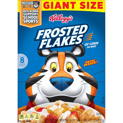 Kellogg's Frosted Flakes Cereal, 28.5 oz Bulk Box, No Artificial Colors Kids' Snack for School Lunchboxes and Morning Bowls