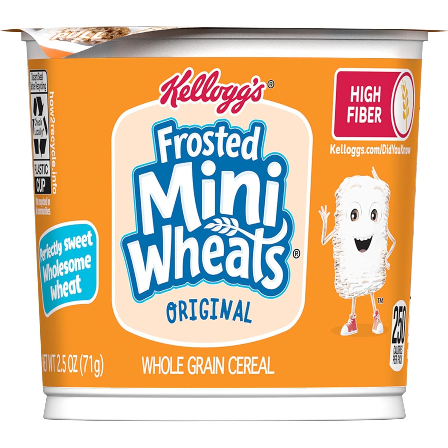 Kellogg's Frosted Mini-Wheats Cereal Snack Cups – Easy Morning Breakfast for Children, Ready-to-Eat 12-Pack