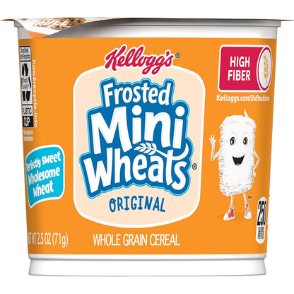 Kellogg's Frosted Mini-Wheats Cereal Snack Cups – Easy Morning Breakfast for Children, Ready-to-Eat 12-Pack