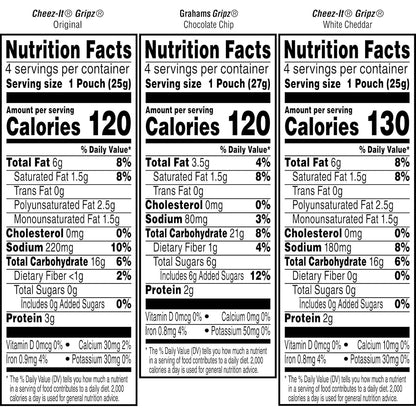 Kellogg's Gripz Cheez-It and Chocolate Chip Grahams Variety – Parent-Approved Single-Serve Snacks for Kids' Lunches and Sports Practice