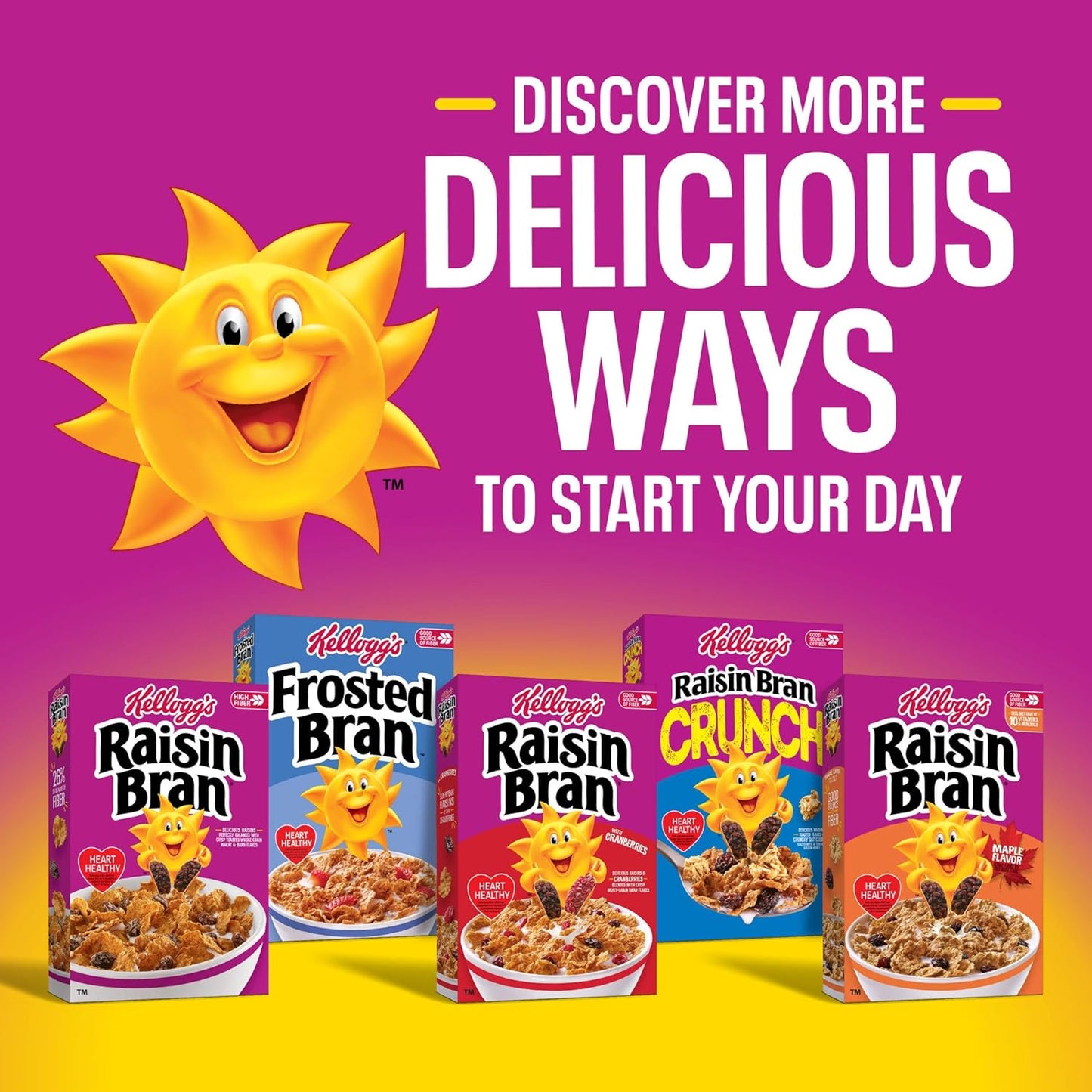Kellogg's Raisin Bran Crunch – Wholesome Whole Grain Cereal with Real Fruit for Wellness-Focused Home Breakfasts, 24.5 oz
