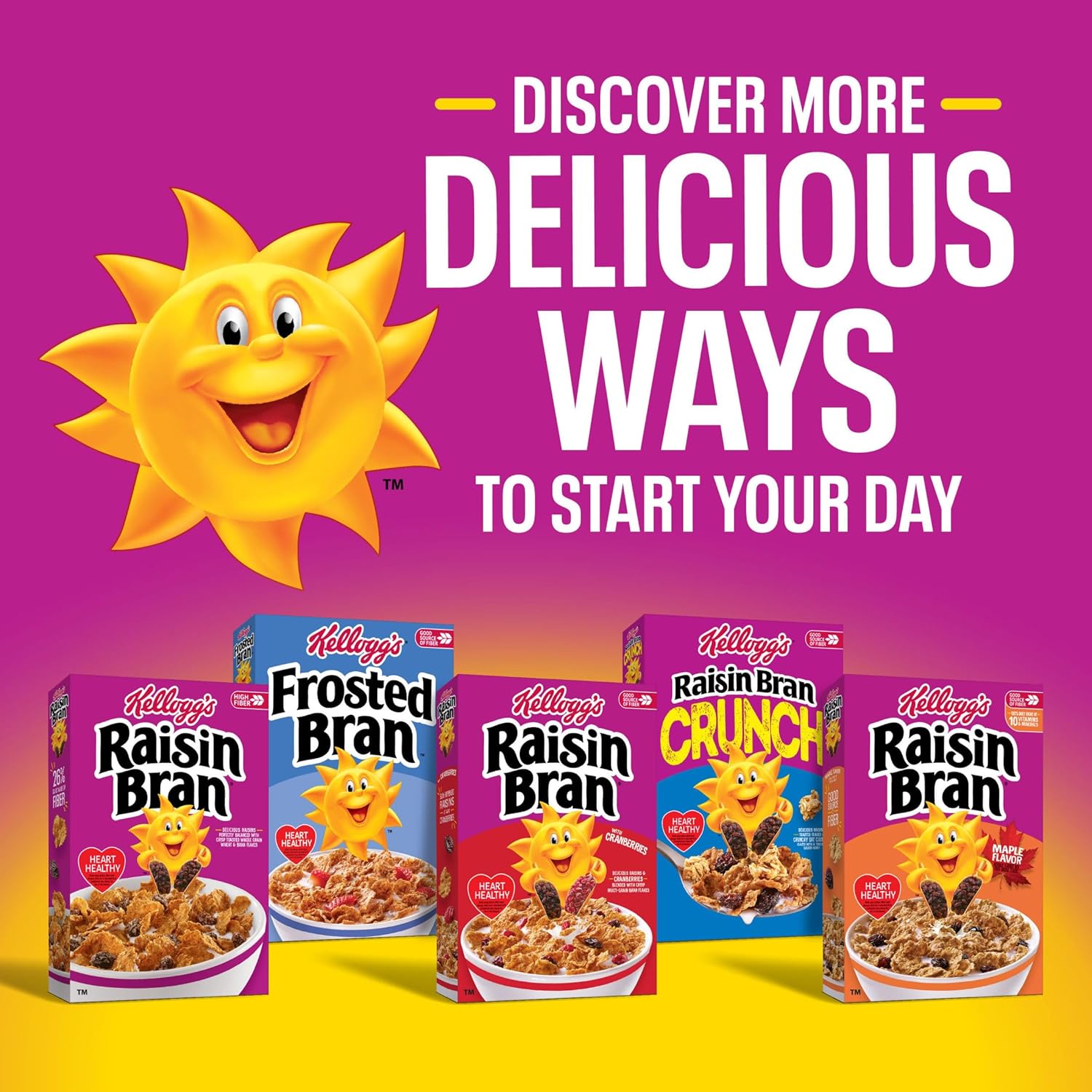 Kellogg's Raisin Bran Crunch – Wholesome Whole Grain Cereal with Real Fruit for Wellness-Focused Home Breakfasts, 24.5 oz