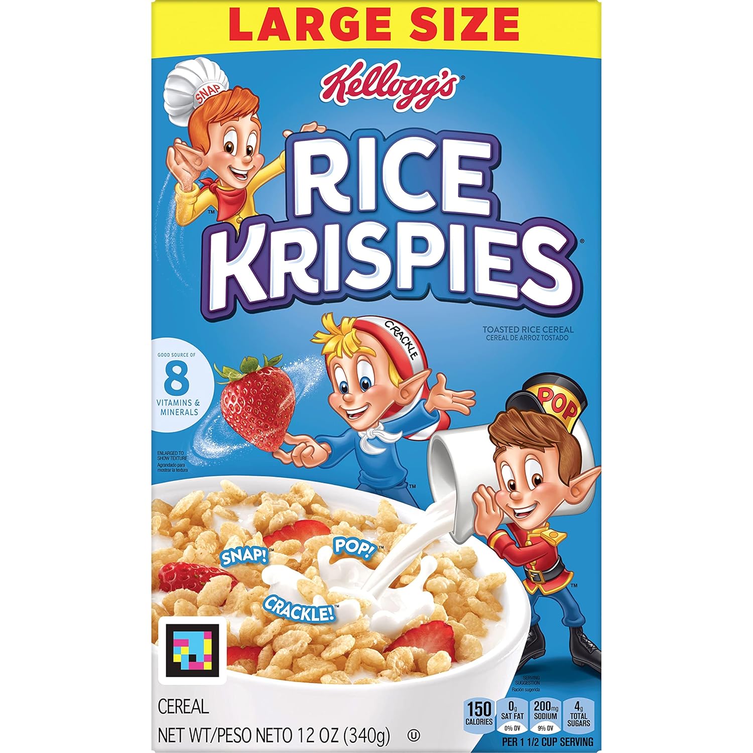 Kellogg's Rice Krispies Cereal – Fat-Free Gluten-Free Breakfast for Wellness-Minded Home Kitchens, 24oz