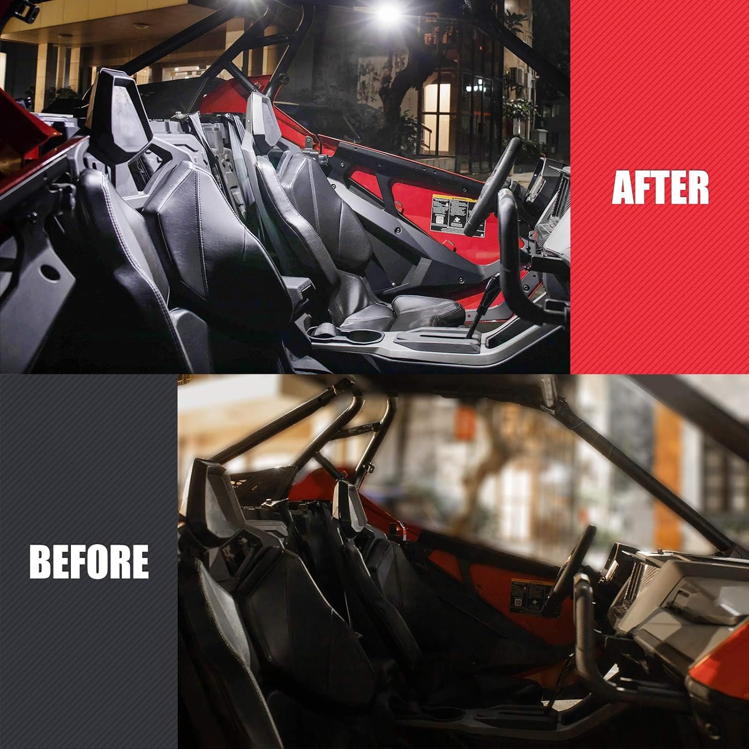 KEMIMOTO Waterproof Roll Bar Mount Light for Off-Road Adventures and Outdoor Gatherings Dual Mode LED 1.5-2.0 in Clamp