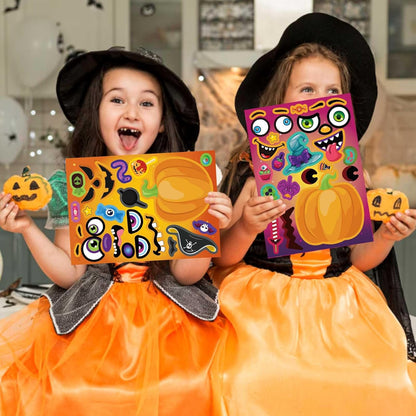 Kids Pumpkin Face Sticker Kit – 24 Sheets No Knife Carving Alternative for Nursery, Daycare, and Kitchen Table Fun