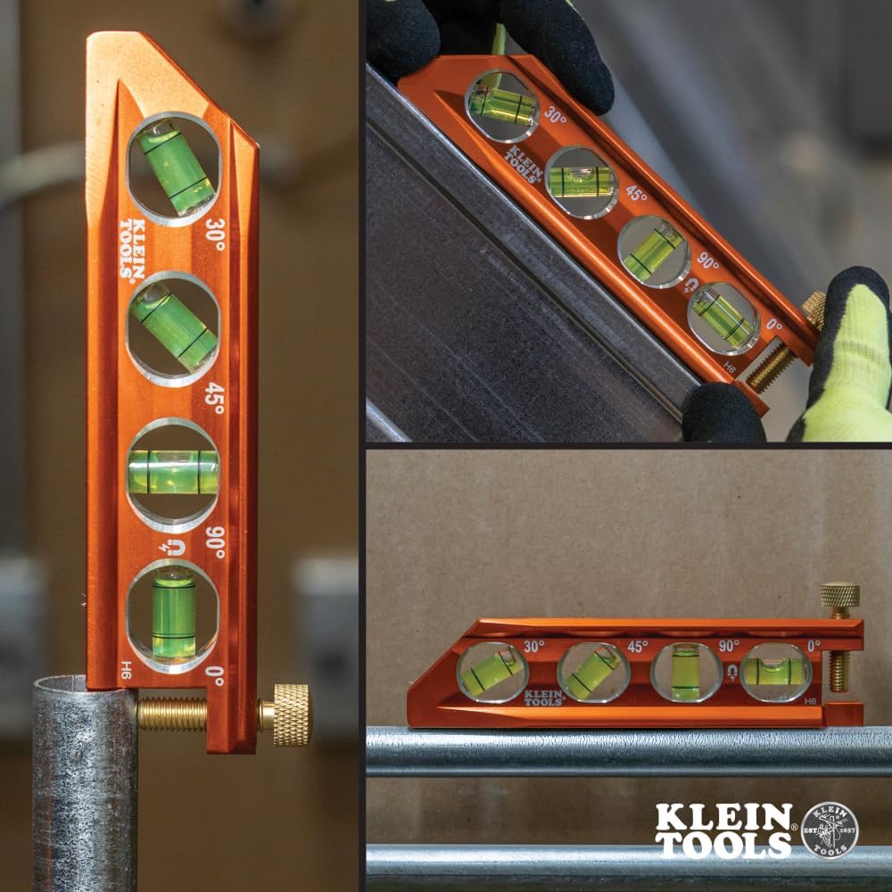 Klein Tools 935AB4V Pocket Level – High-Visibility Orange Body That Reduces Dropped-Tool Hazards on Site