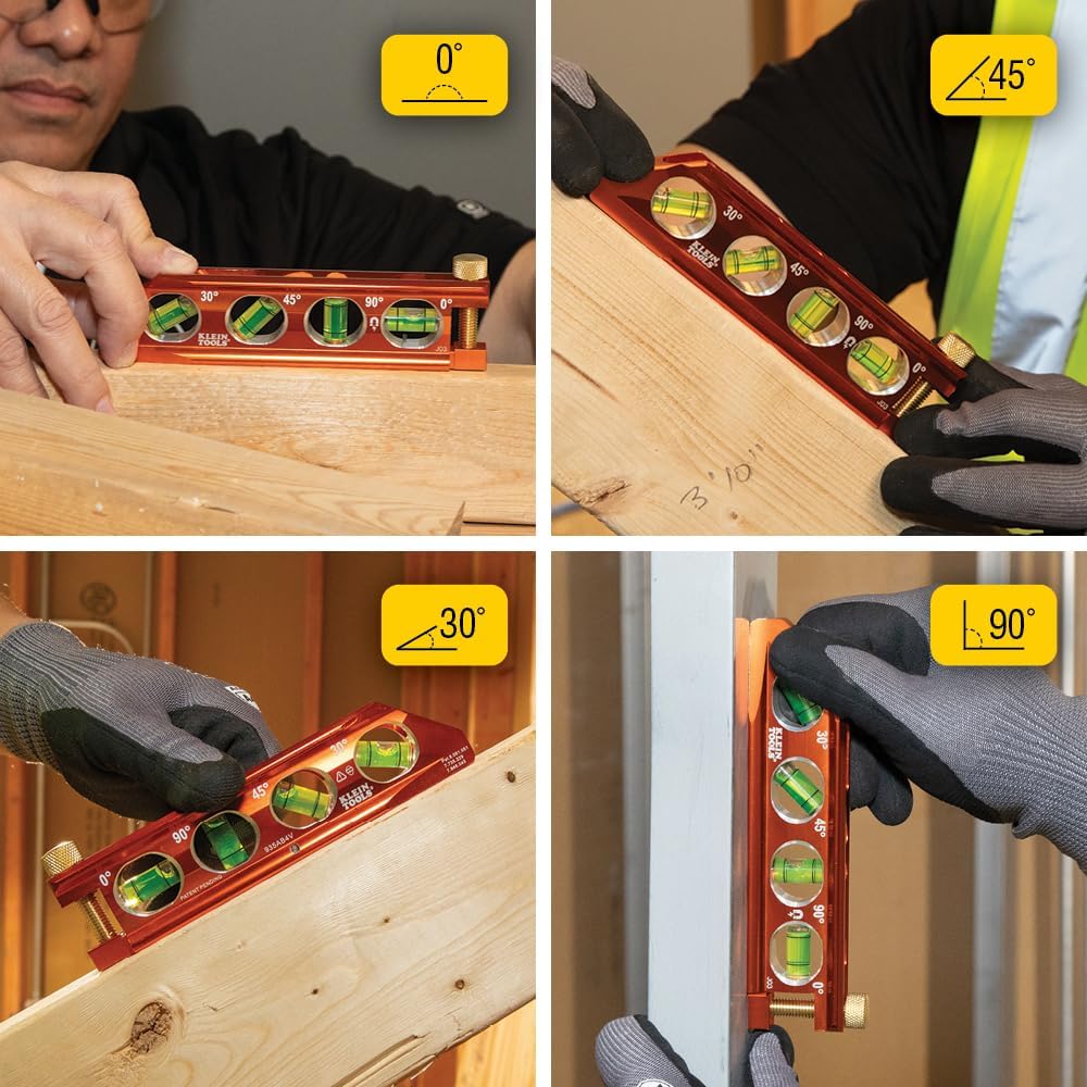Klein Tools 935AB4V Pocket Level – High-Visibility Orange Body That Reduces Dropped-Tool Hazards on Site