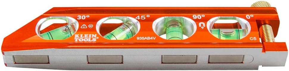Klein Tools 935AB4V Pocket Level – High-Visibility Orange Body That Reduces Dropped-Tool Hazards on Site