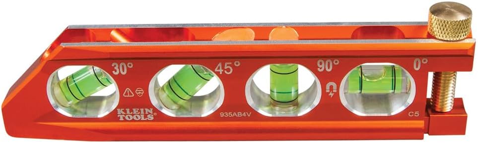 Klein Tools 935AB4V Pocket Level – High-Visibility Orange Body That Reduces Dropped-Tool Hazards on Site