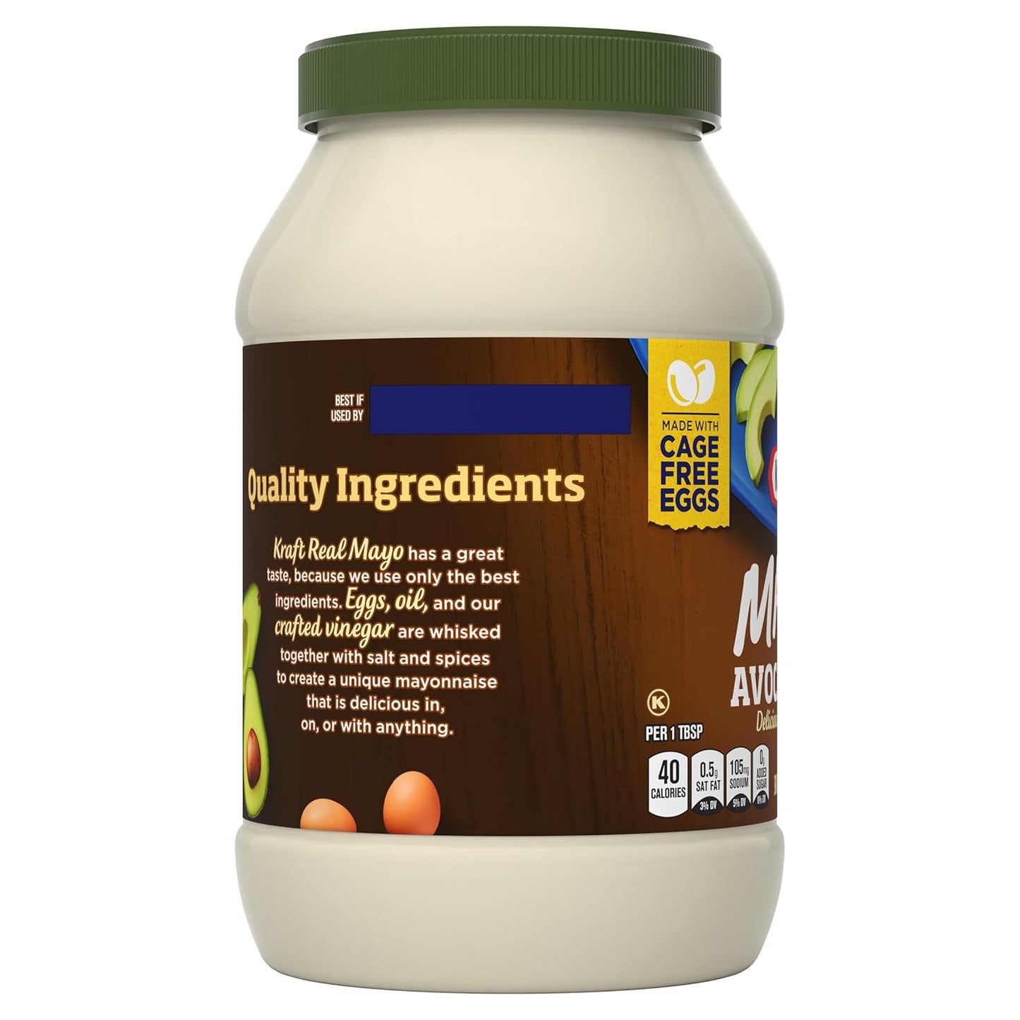 Kraft Avocado Oil Mayo Reduced Fat – Neutral-Toned 30 oz Jar for Effortless Meal Prep and Salad Mixes