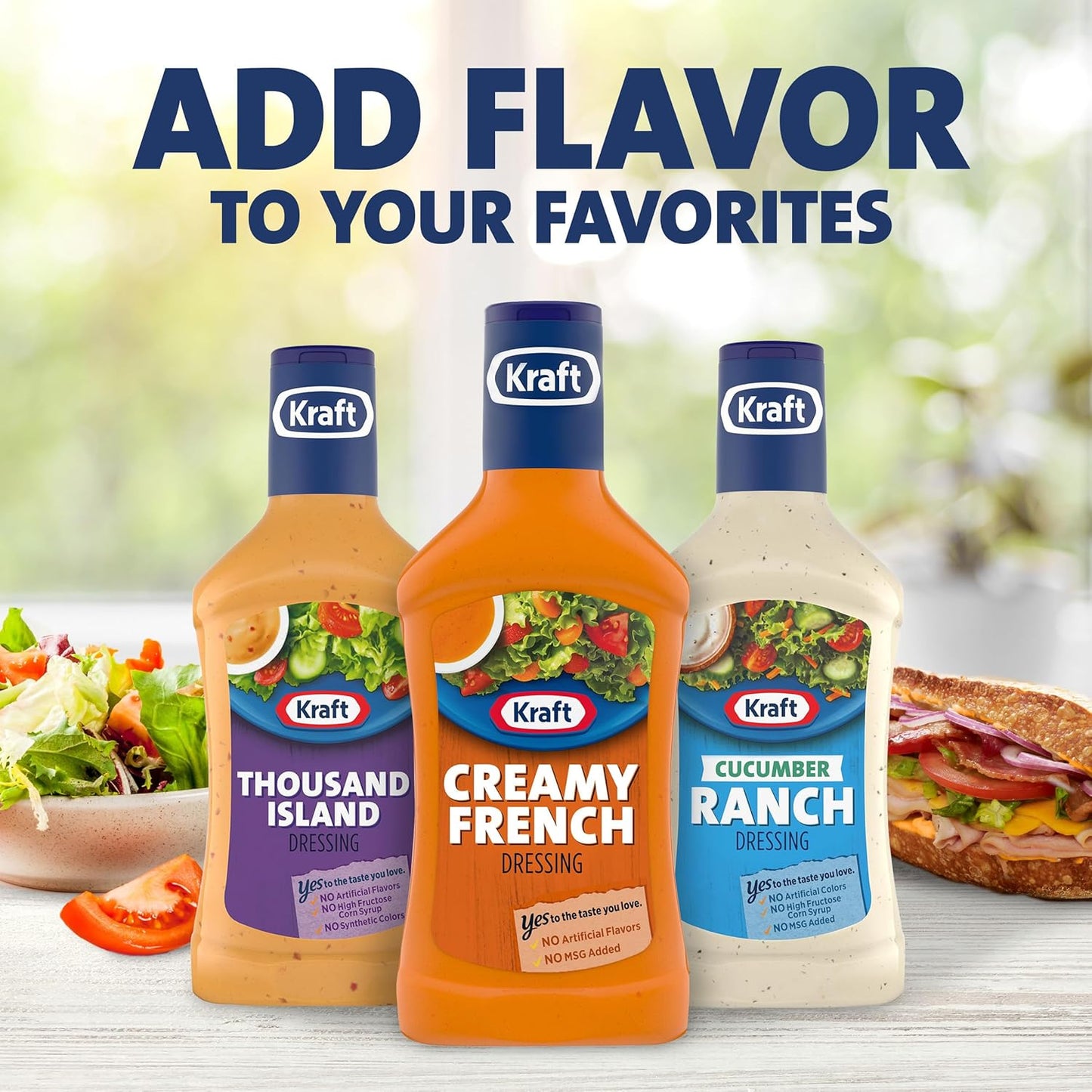 Kraft Creamy French Dressing – Ingredient-Conscious Dressing for Heartburn-Friendly Meals, 16 fl oz Bottle
