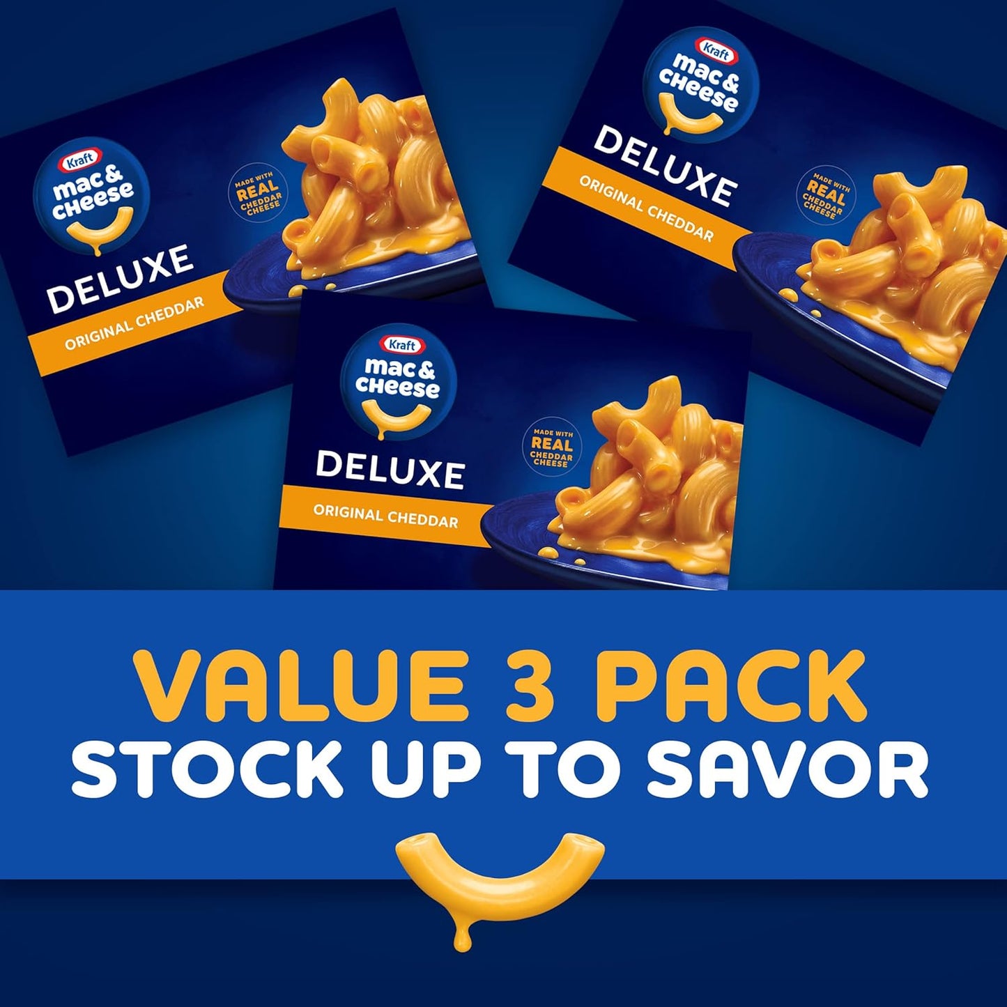 Kraft Deluxe Mac & Cheese – Fast Solo Work-from-Home Lunch for Busy Professionals, 3 ct 14 oz Boxes