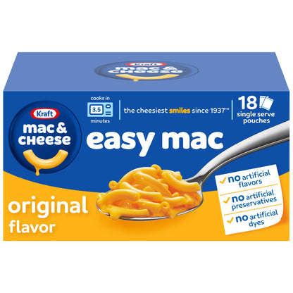 Kraft Easy Mac Original Single-Serve Packets – Guilt-Free Late Night Snack Without Dyes
