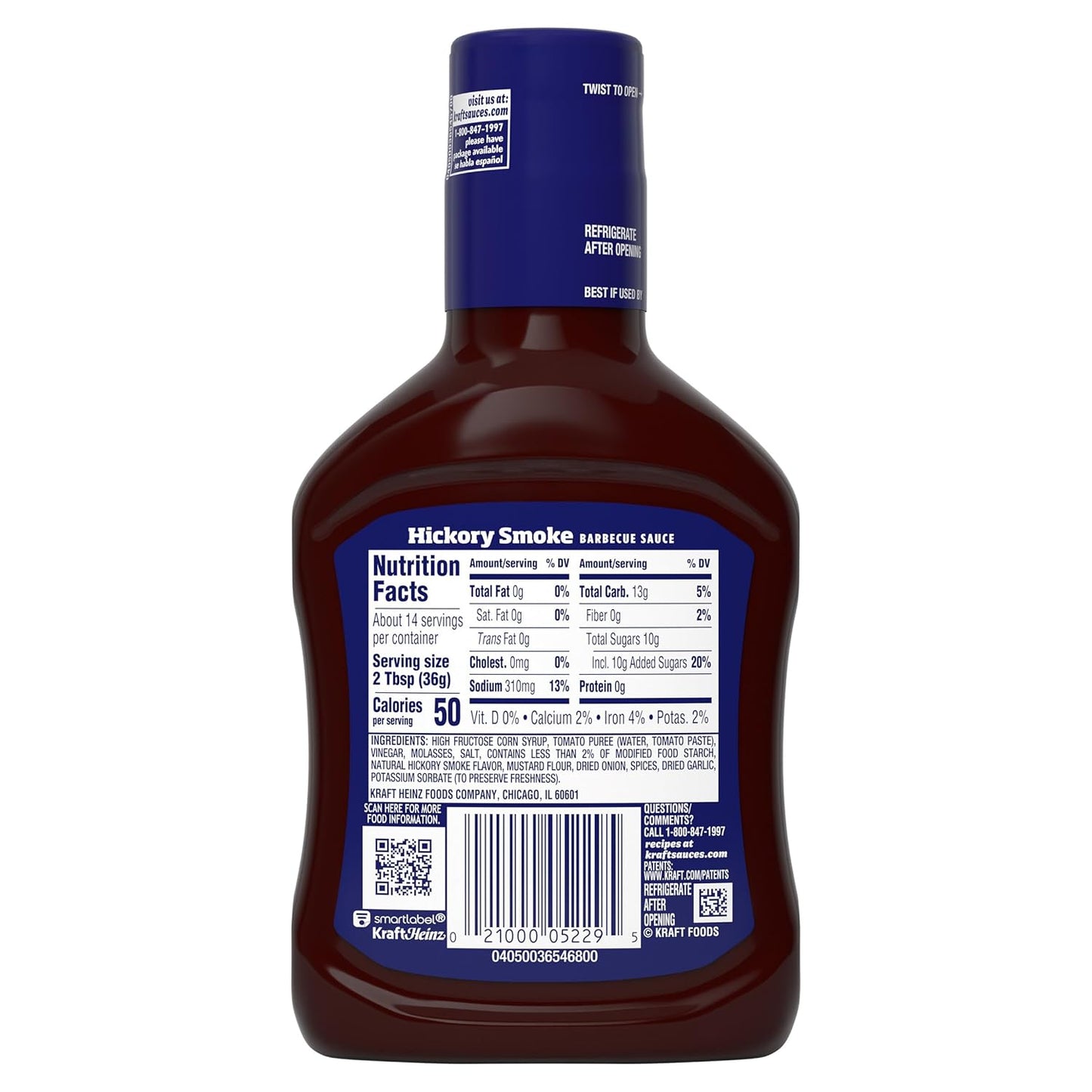 Kraft Hickory Smoke Slow-Simmered Barbecue Sauce, 17.5 oz Bottle – Father's Day Pantry Upgrade for the Family Grill Master