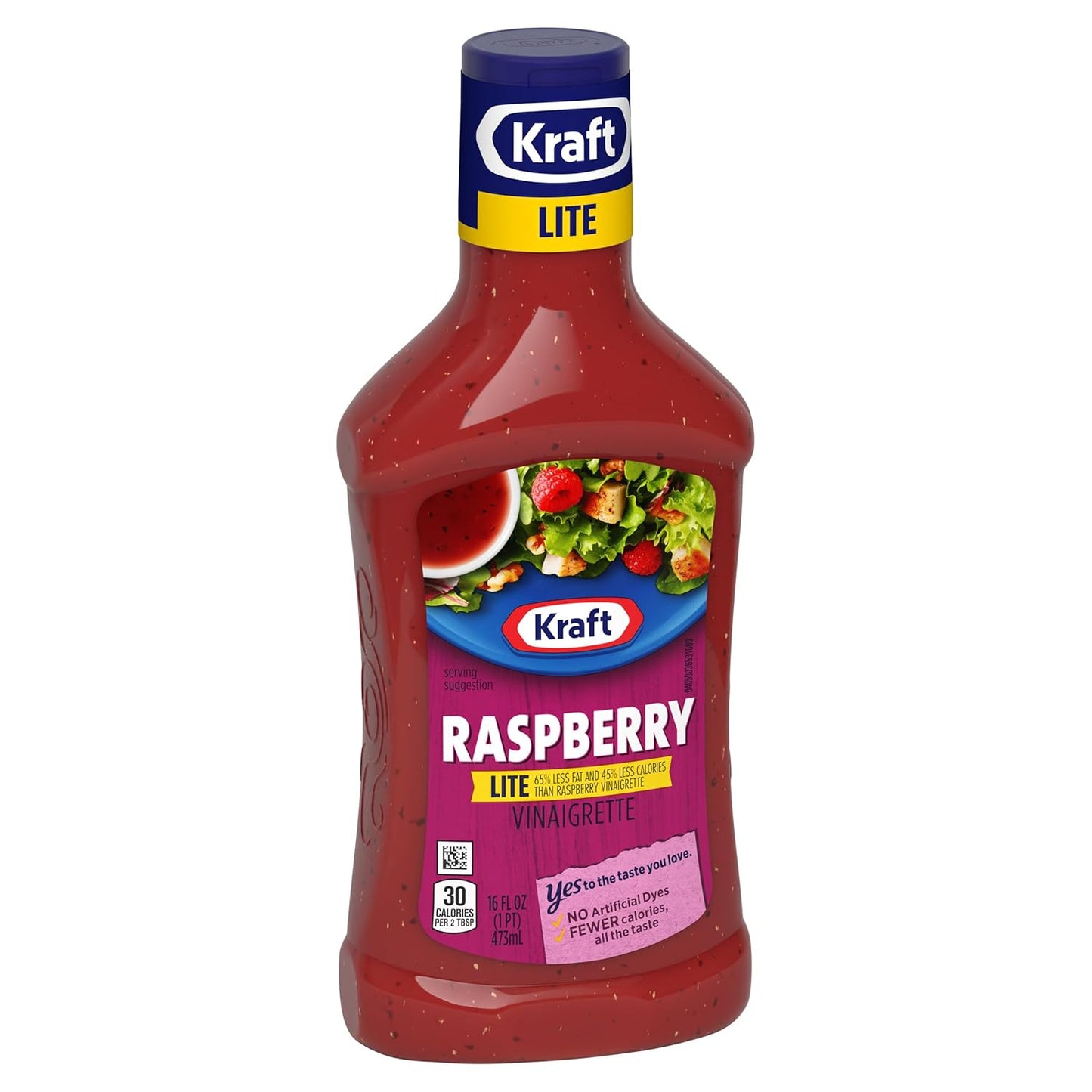 Kraft Lite Raspberry Vinaigrette – Open-Air Grilling Marinade for Chicken, Salmon, and Tofu, 16 fl oz