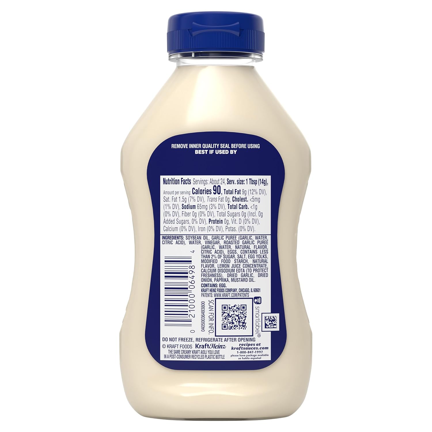 Kraft Mayo Garlic Aioli (12 oz) – Fast Flavor Enhancer for Stir Fries, Quesadillas, and Weeknight Pasta