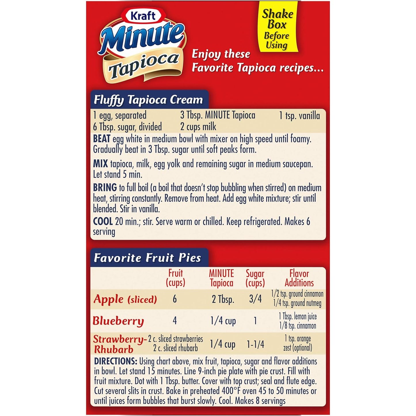 Kraft Minute Tapioca – Nostalgic Cream Pie Filling for Family-Style Dessert Tables, 8 oz Box
