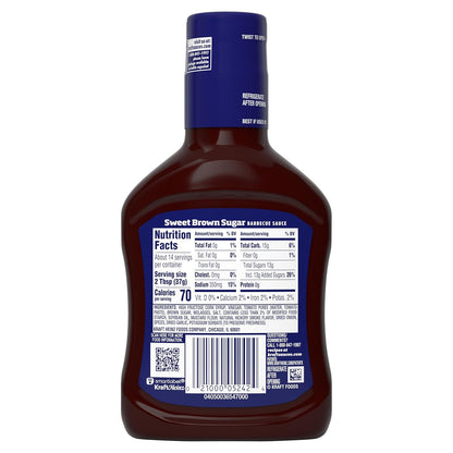 Kraft Sweet Brown Sugar Slow-Simmered Barbecue Sauce, 18 oz Sauce for School Night Dinners and Family Cookouts