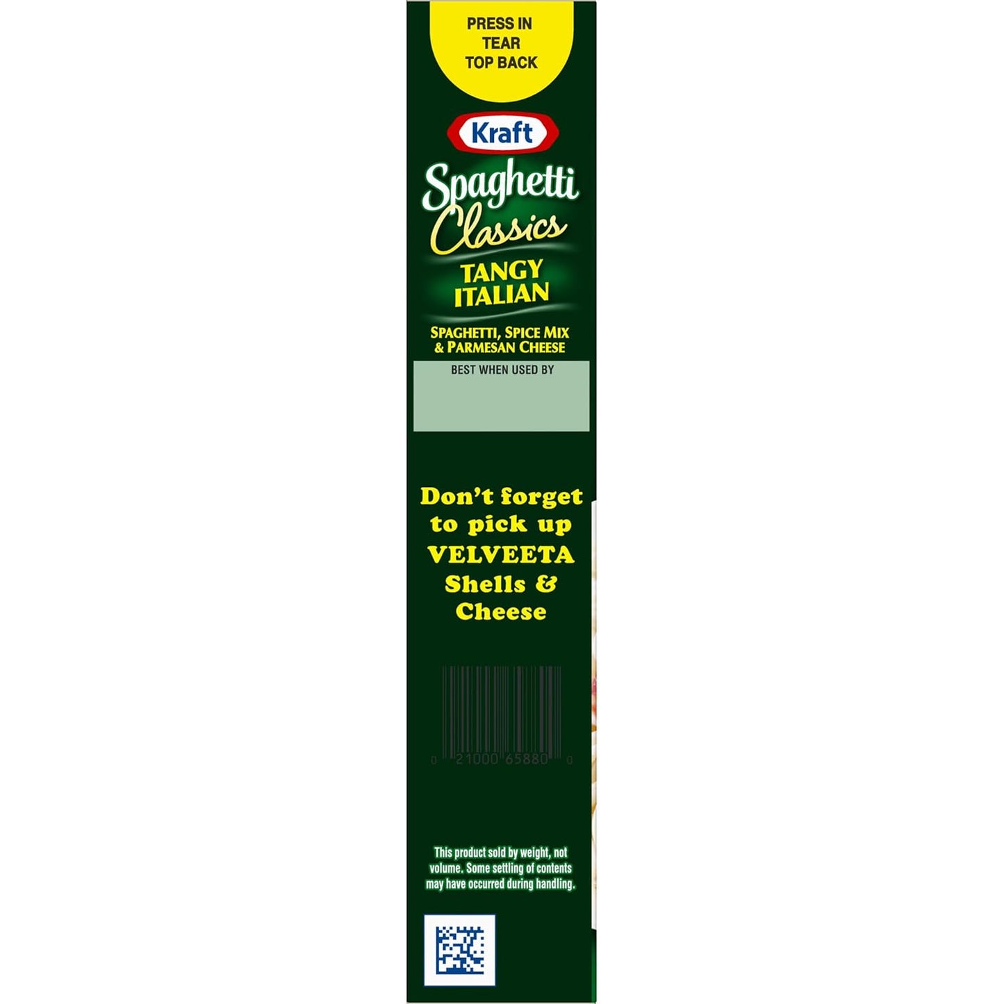 Kraft Tangy Italian Spaghetti — Streamlined Family Dinner for Busy Weeknights, All-in-One 8 oz Box