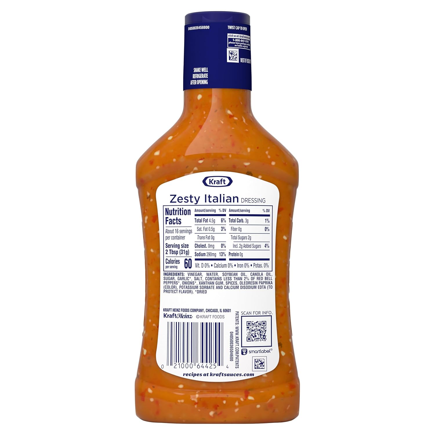 Kraft Zesty Italian Dressing – Patio Dinner Salad Dressing That Travels Well in a Cooler