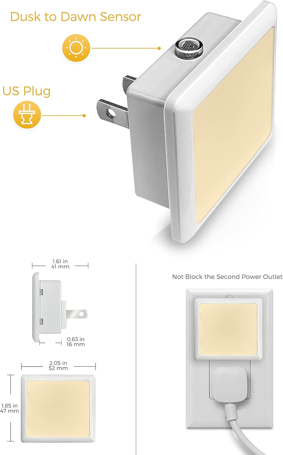 L LOHAS Night Light Plug into Wall – Decorative Hallway and Kitchen Accent, Slim Square Style 0.3W LED
