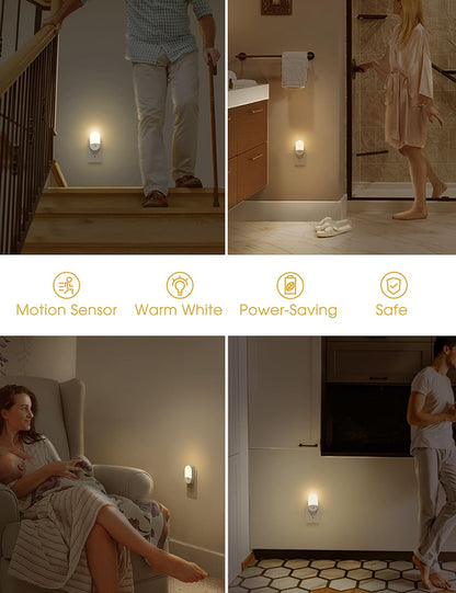L LOHAS Plug-in Night Light with Style – 3000K Soft White for Cozy Home Atmosphere, Compact Wall Decor 4-Pack