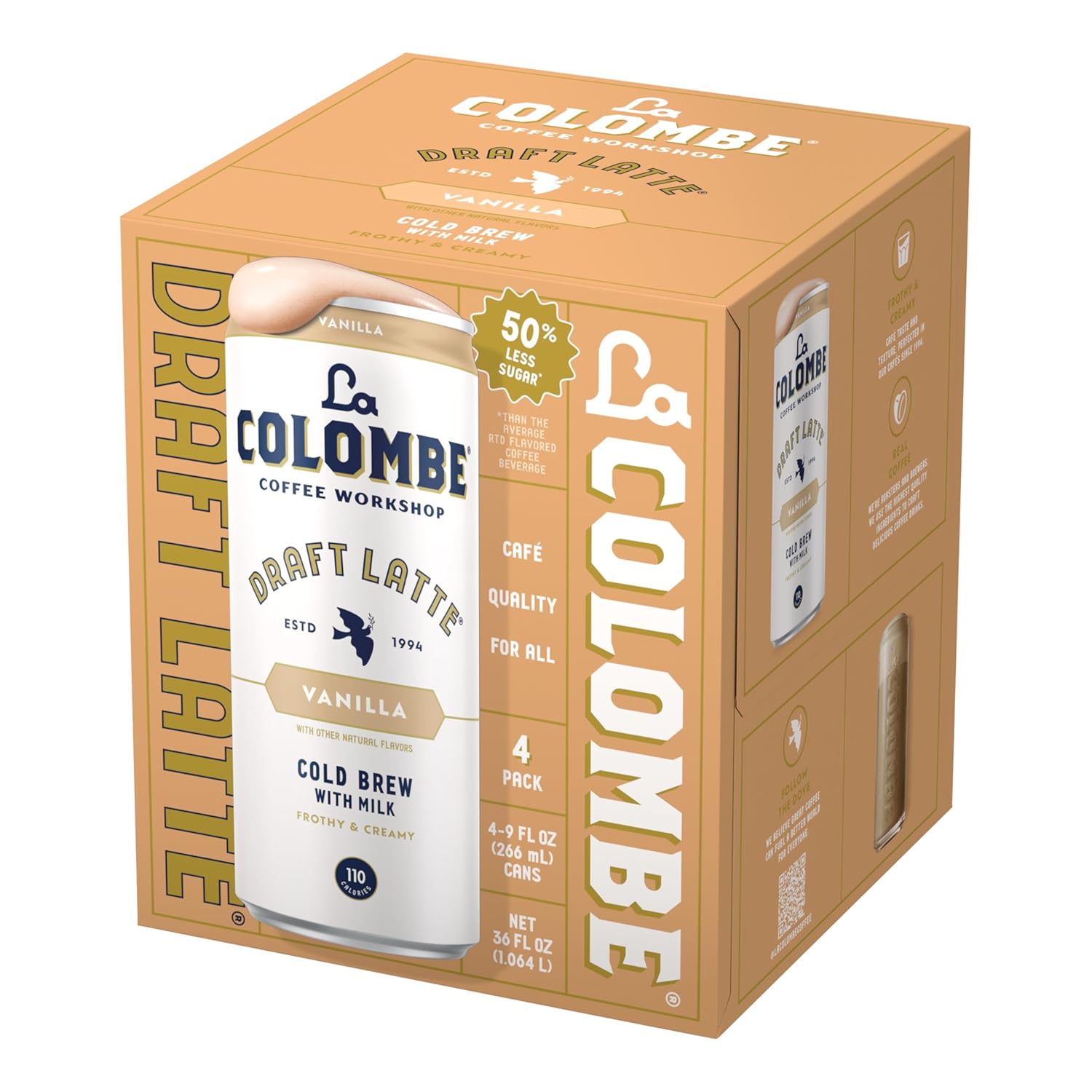 La Colombe Vanilla Draft Latte - Birthday Gift for Coffee Aficionados, Single-Origin Brazilian Draft Latte 11oz Can