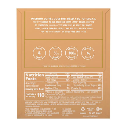 La Colombe Vanilla Draft Latte - Birthday Gift for Coffee Aficionados, Single-Origin Brazilian Draft Latte 11oz Can