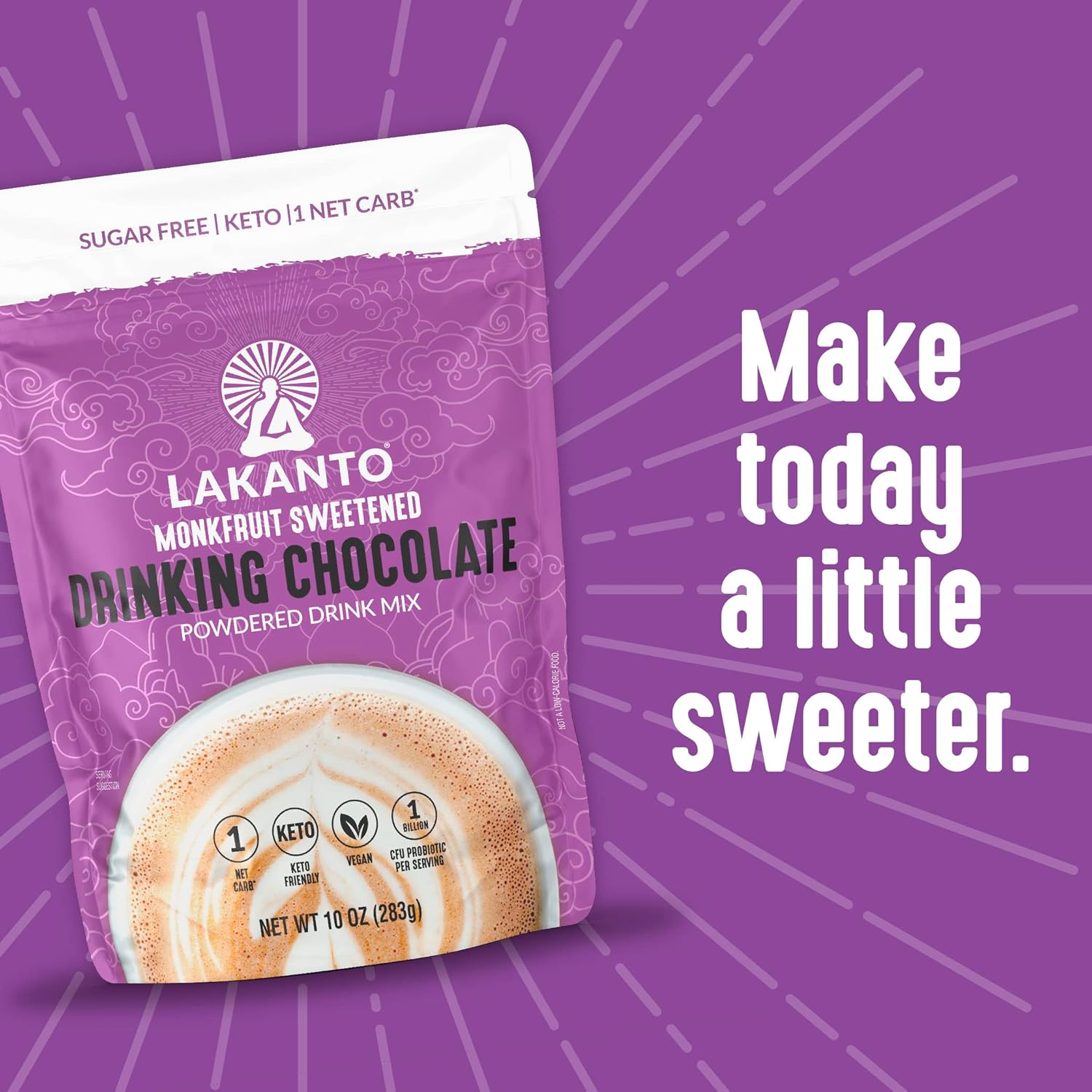 Lakanto Keto Drinking Chocolate - School-Safe Cocoa Mix for Children's Breakfast Drinks, No Sugar Crash, Plant-Based Dutch Cocoa