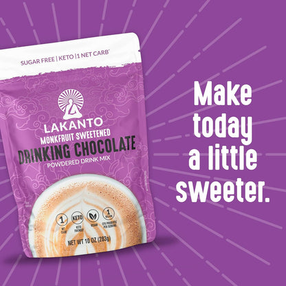 Lakanto Keto Drinking Chocolate - School-Safe Cocoa Mix for Children's Breakfast Drinks, No Sugar Crash, Plant-Based Dutch Cocoa