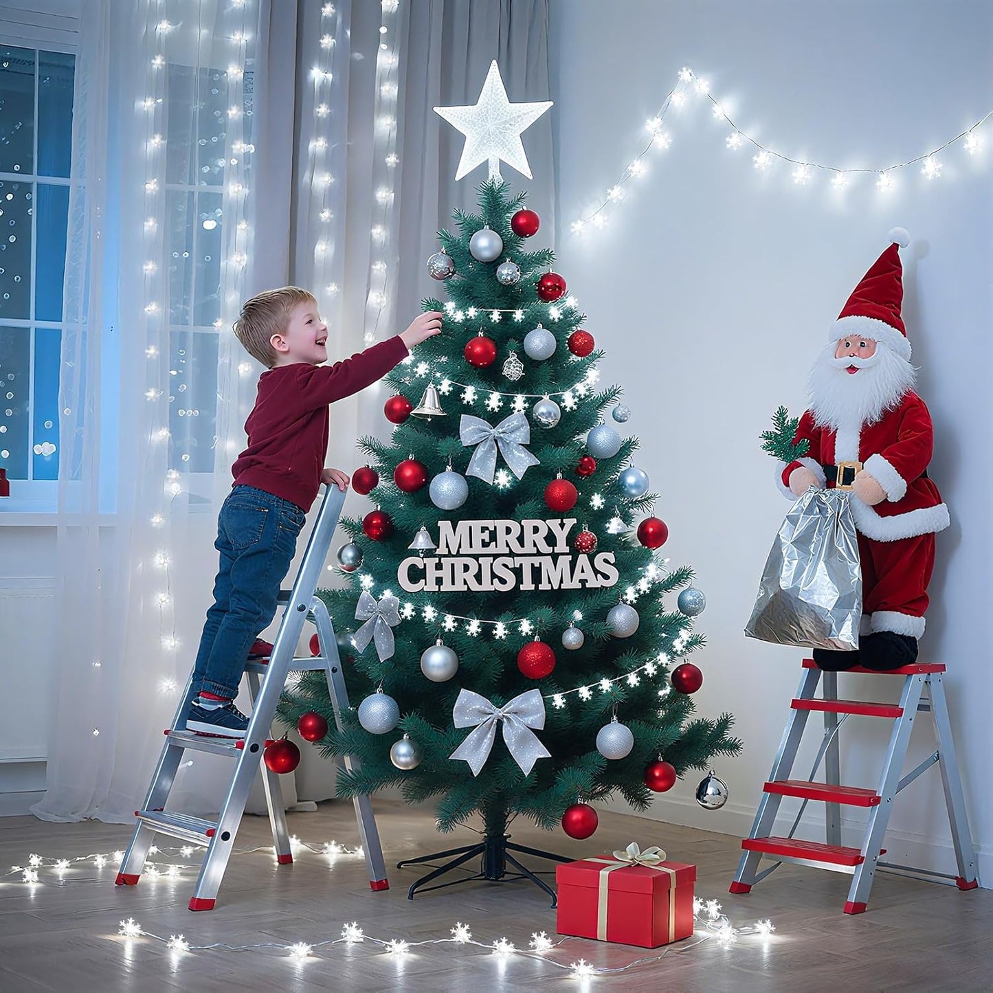 Lakumu 20FT Snowflake String Lights Battery Powered Smoke Free Pet Friendly Indoor Lighting for Mantel and Shelves