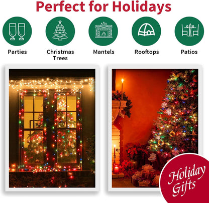 LAMPHOME 360-Degree Sparkle LED String Lights 21.6FT for Cozy Home Decor Christmas Tree and Shelves