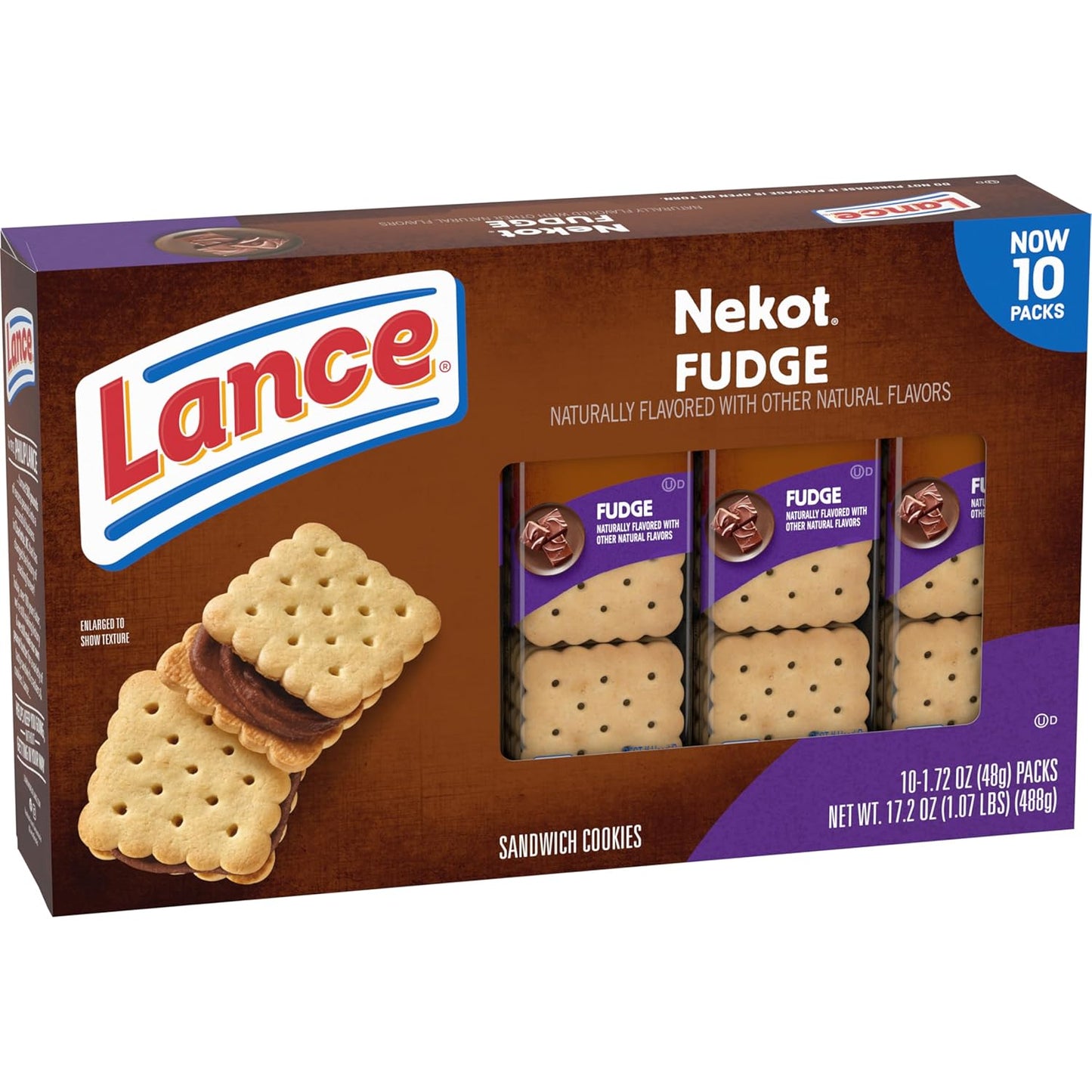 Lance Nekot Fudge Cookie Packs, Individually Wrapped Lunchbox Snacks for School, Daycare, and Family Outings