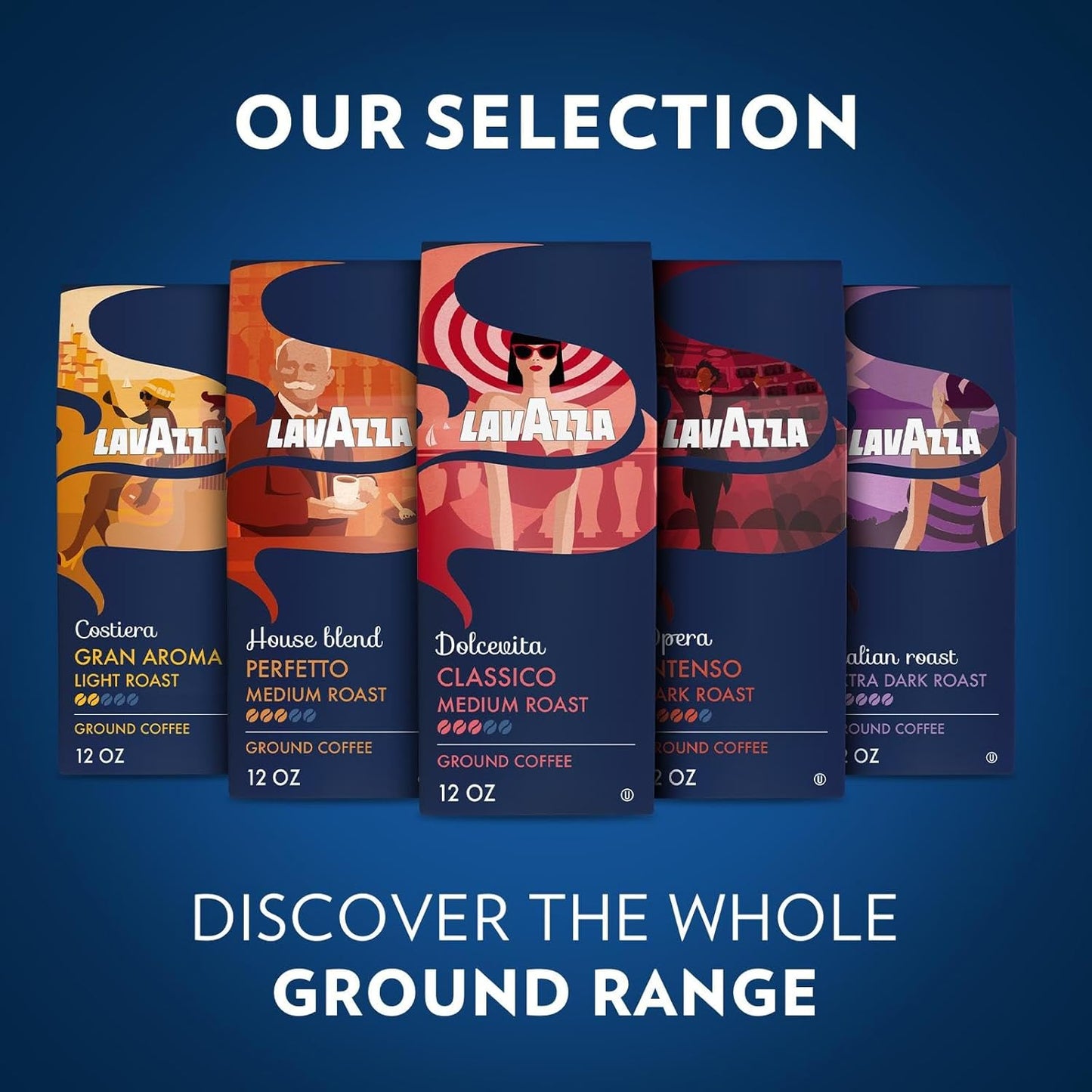 Lavazza Dolcevita Classico Ground Coffee – Background Scent Study Companion, Pre-Ground Arabica Robusta Blend