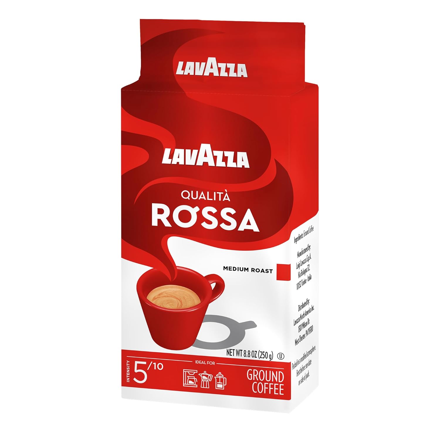 Lavazza Qualità Rossa Ground Coffee – Consistent Workday Coffee for Coworking Pantries, Medium Roast