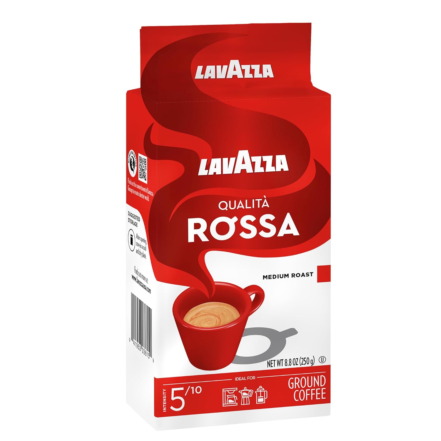 Lavazza Qualità Rossa Ground Coffee – Consistent Workday Coffee for Coworking Pantries, Medium Roast