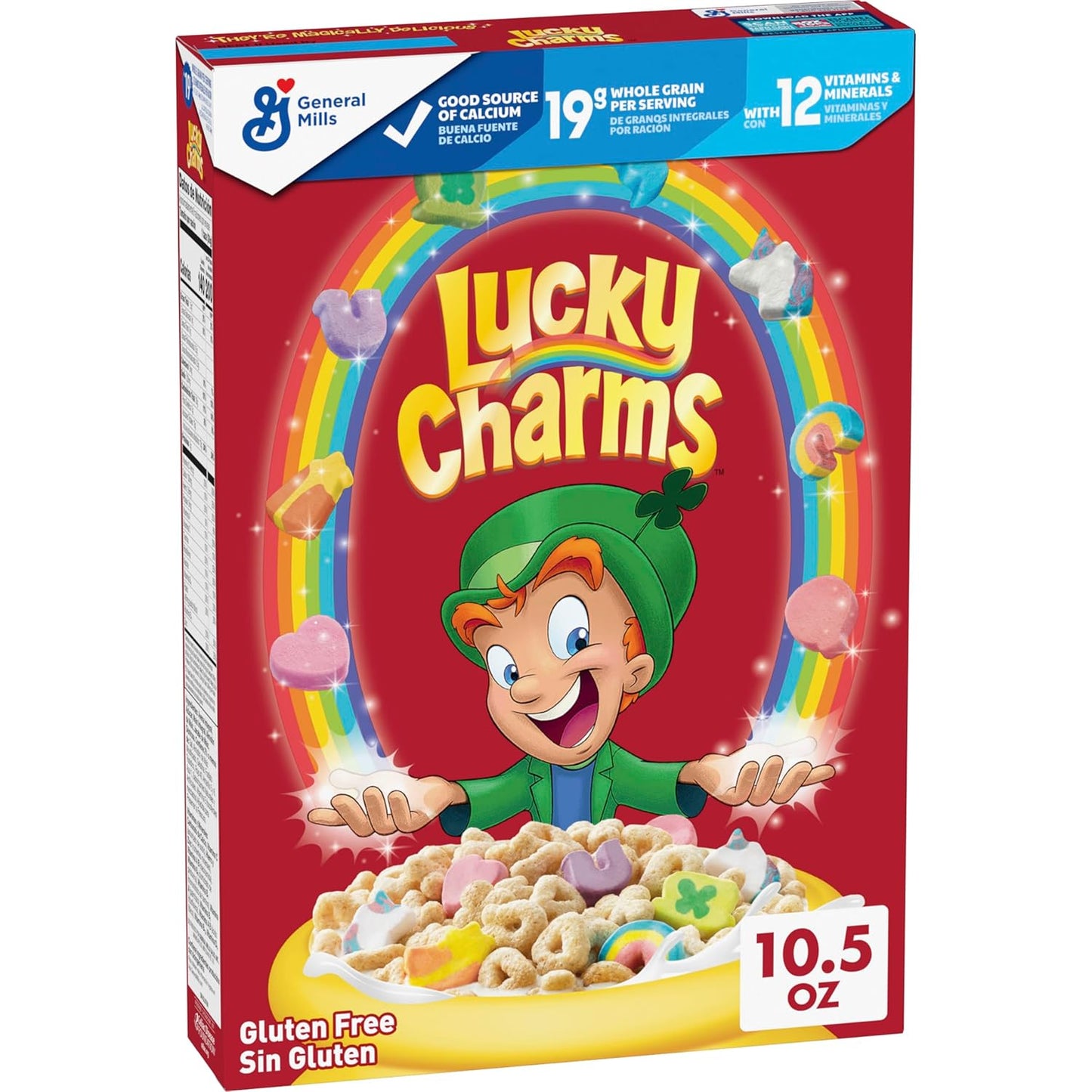 limited edition jumbo rainbow marshmallows layered with eight classic lucky charms marshmallow shapes