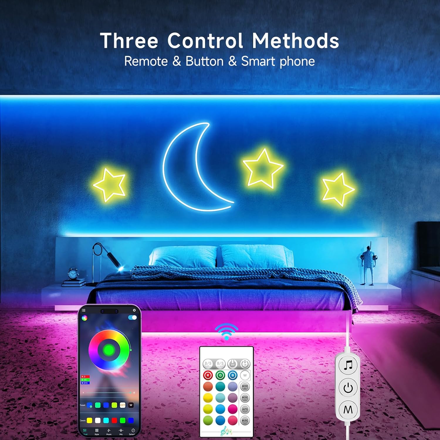 LotusLamp Kids Birthday Party Neon Light, Music Sync RGB Rope Light for Playroom Decoration with Remote Control