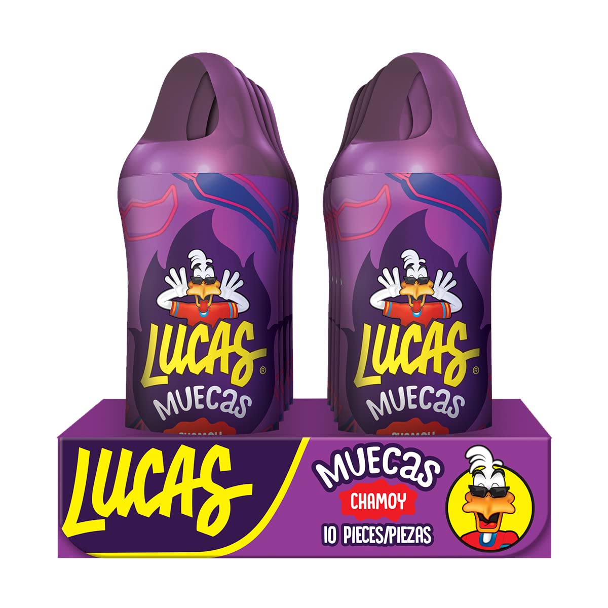 Lucas Muecas Chamoy Lollipops – Kid-Friendly Sweet and Spicy Candy for Family Gatherings and Fiesta Celebrations, 10 Count