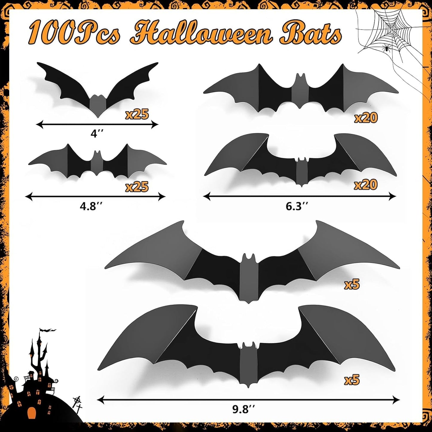 LUDILO Removable Bat Stickers – Mess-Free Party Backdrop for Kids Bedroom and Playroom