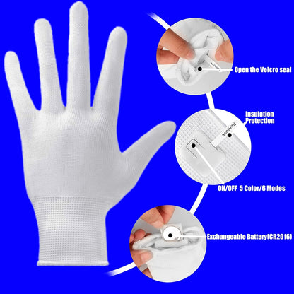 LumenGlow Flashing Light Gloves - Novelty Holiday Gift for Kids and Music Lovers with 6 Modes and Reusable Hand-Washable Design
